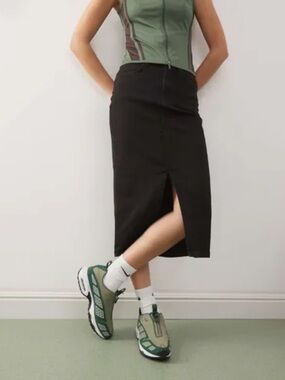 Noisy May Black Denim Midi Pencil Skirt